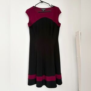 Lauren Ralph Lauren Black and Burgundy Midi Dress